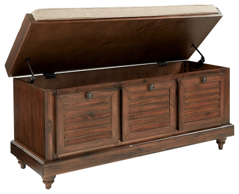 Dover Storage Bench in Distressed Brown Fully Assembled