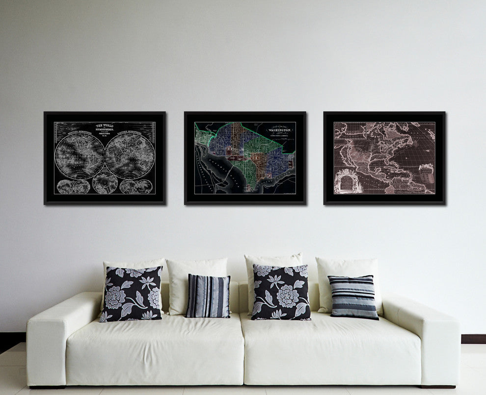 Washington Dc Vintage Vivid Color Map Canvas, 16"x21"