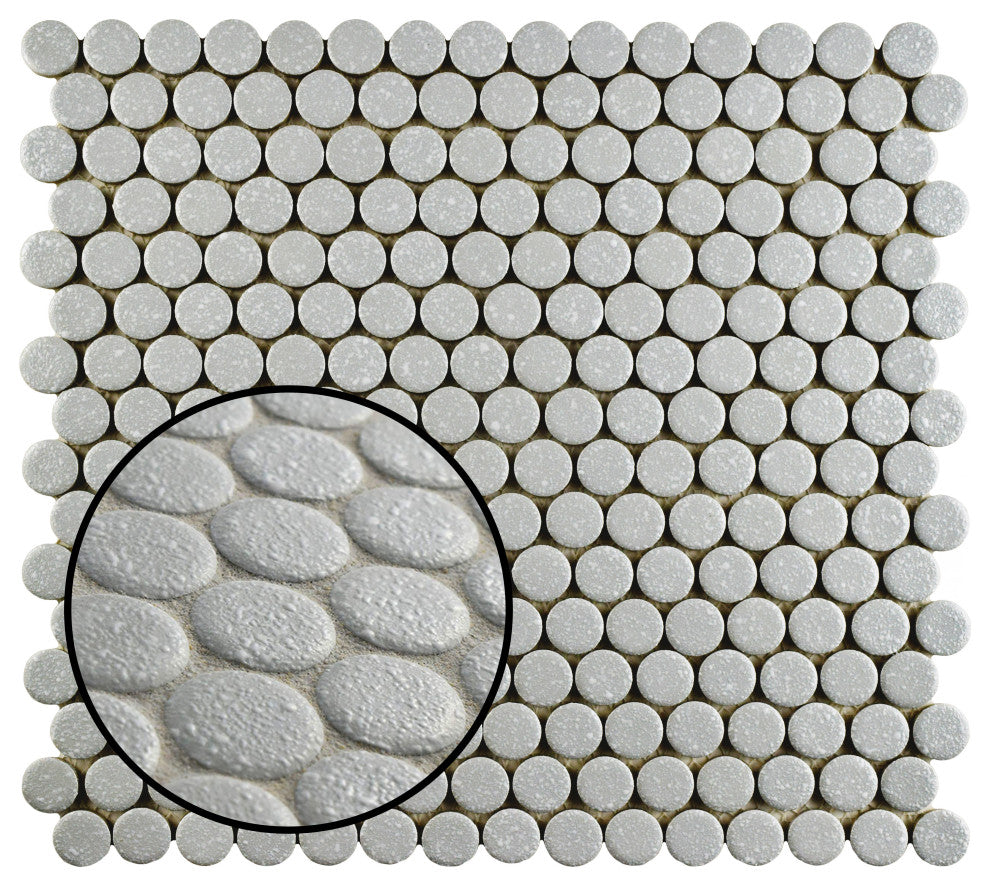 Hudson Penny Porcelain Mosaic Floor and Wall Tile, Crystalline Grey