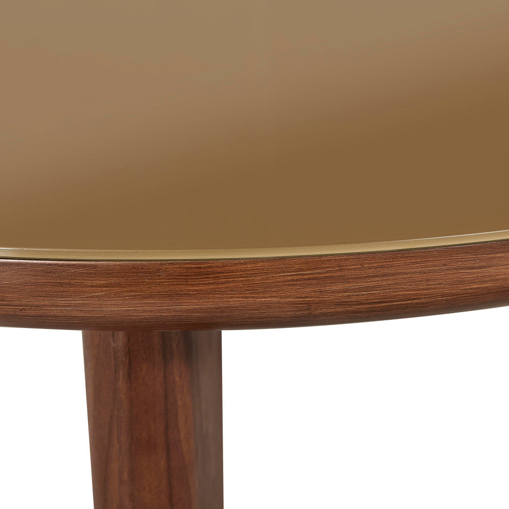 Oani Walnut and Glass Coffee Table, Round