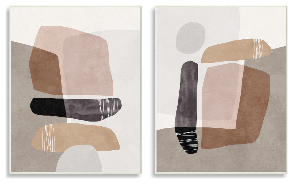 Abstract Nature Rock Balancing Transparent Collage , 2pc, each 10 x 15