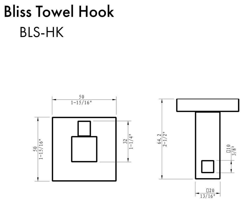 ZLINE Bliss Hook, Brushed Nickel, BLS-HK-BN