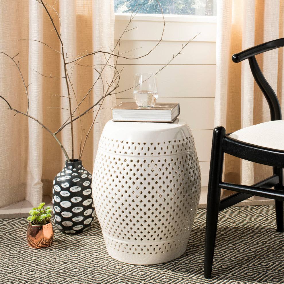 Safavieh Diamond Garden Stool, Cream