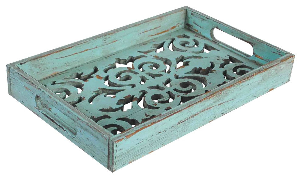 Turquoise Wooden Tray