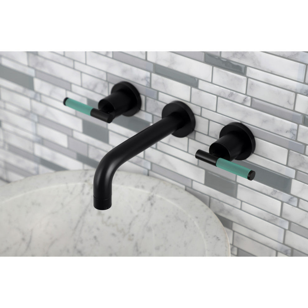 Kingston Brass KS8120CKL Two-Handle Wall Mount Bathroom Faucet, Matte Black