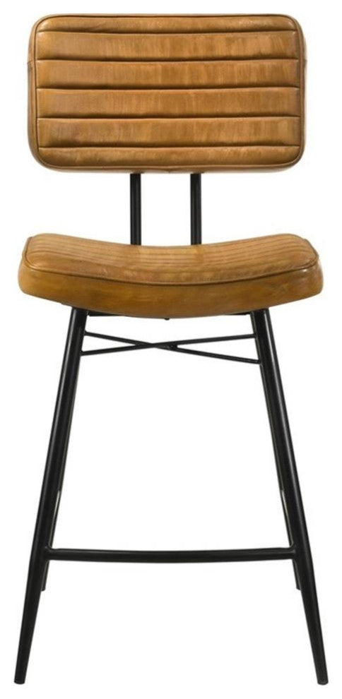 Coaster Partridge Leather Upholstered Counter Height Stools Camel
