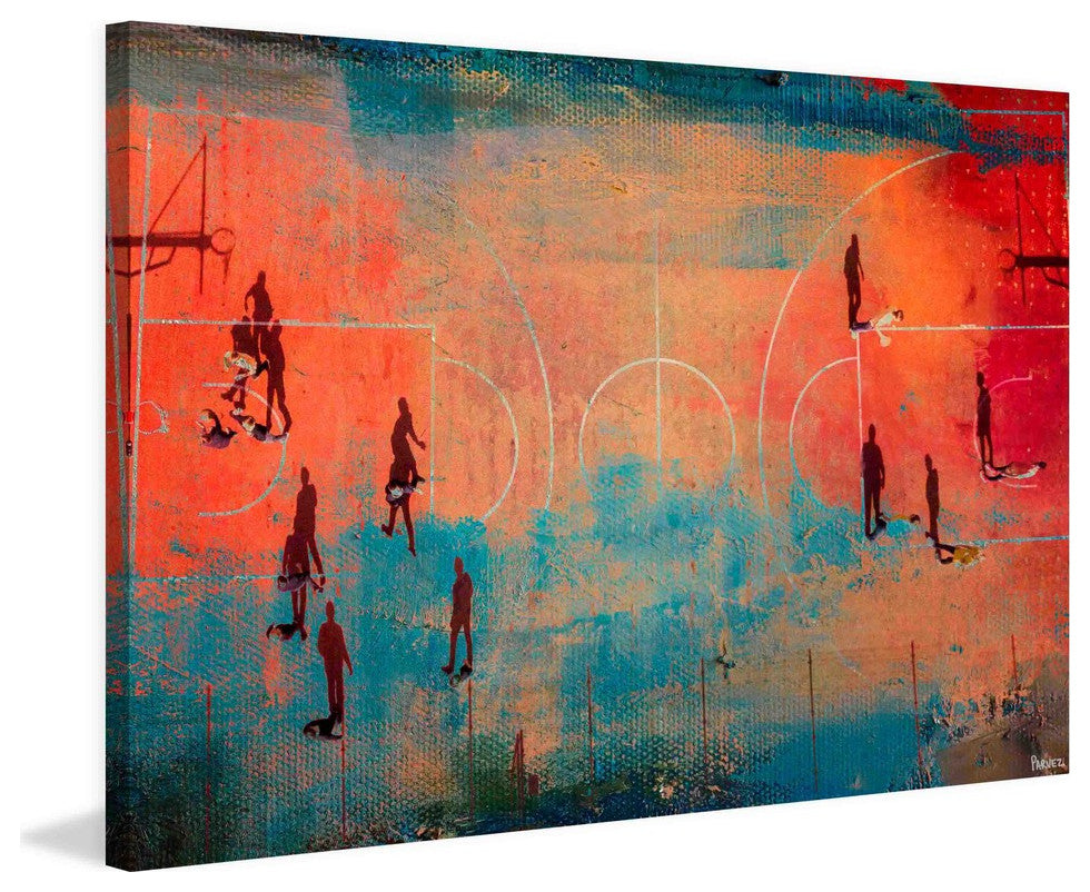 "Court Shadows" Painting Print on Wrapped Canvas, 18"x12"
