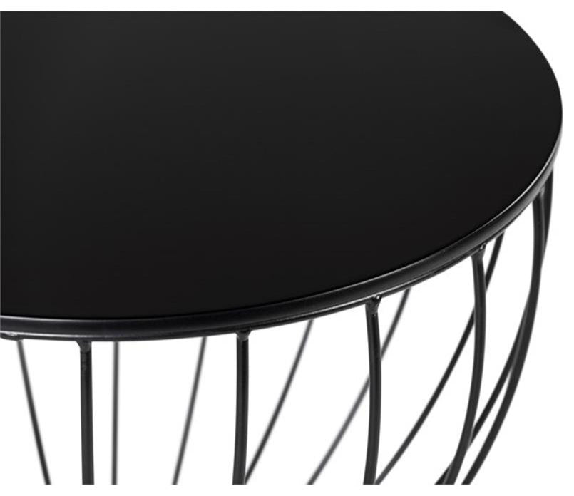 Elle Decor Cami Modern Hourglass End Table with Metal Top for Bedroom Black