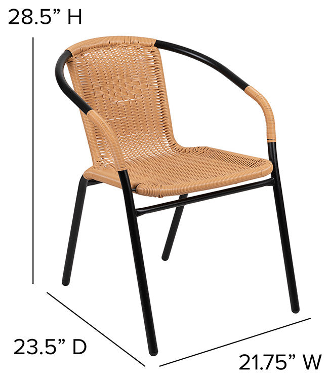 2 Pack Rattan Indoor-Outdoor Stack Chair, Beige