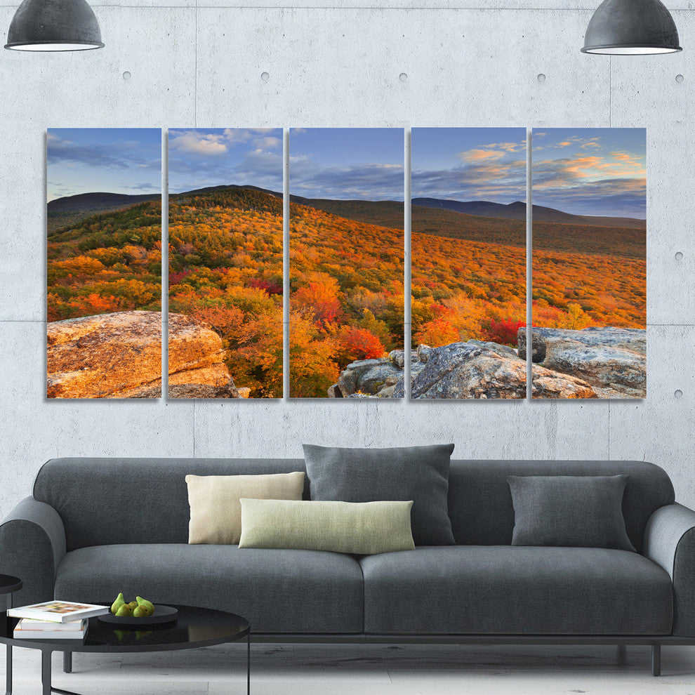 Endless Forests in the Fall Foliage, Landscape Canvas Print, 60"x28", 5 Panels