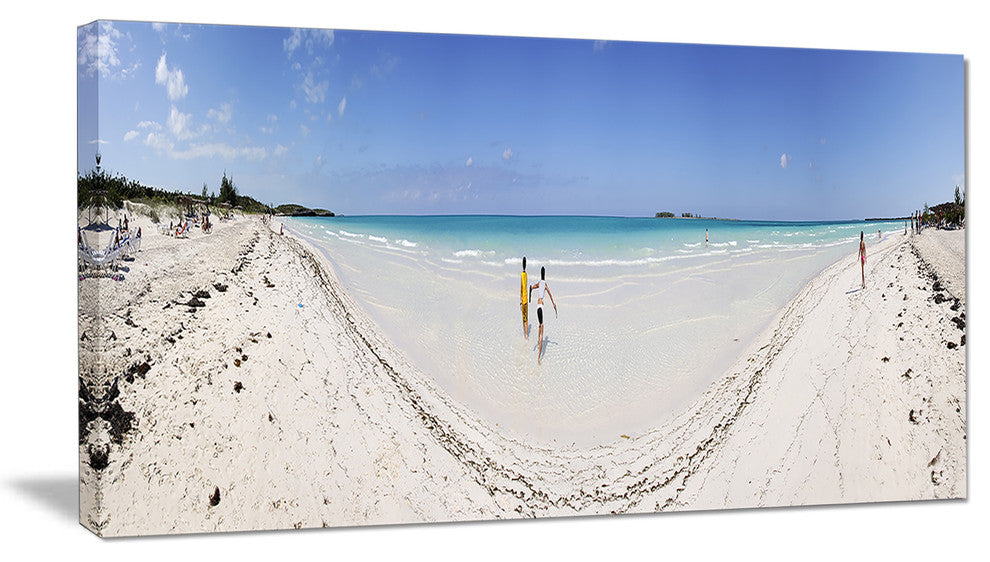 "Cayo Coco Tropical Beach Panorama" Modern Seascape Canvas Artwork, 40"x20"