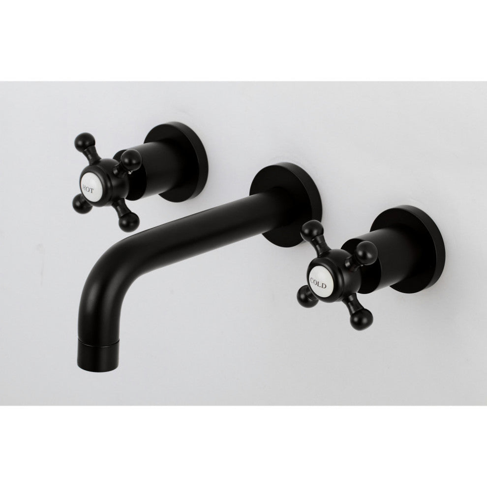 Kingston Brass KS8120BX 2-Handle 8 in. Wall Mount Bathroom Faucet, Matte Black
