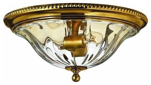 Cambridge Flush Mount, Burnished Brass With Clear Optic Glass