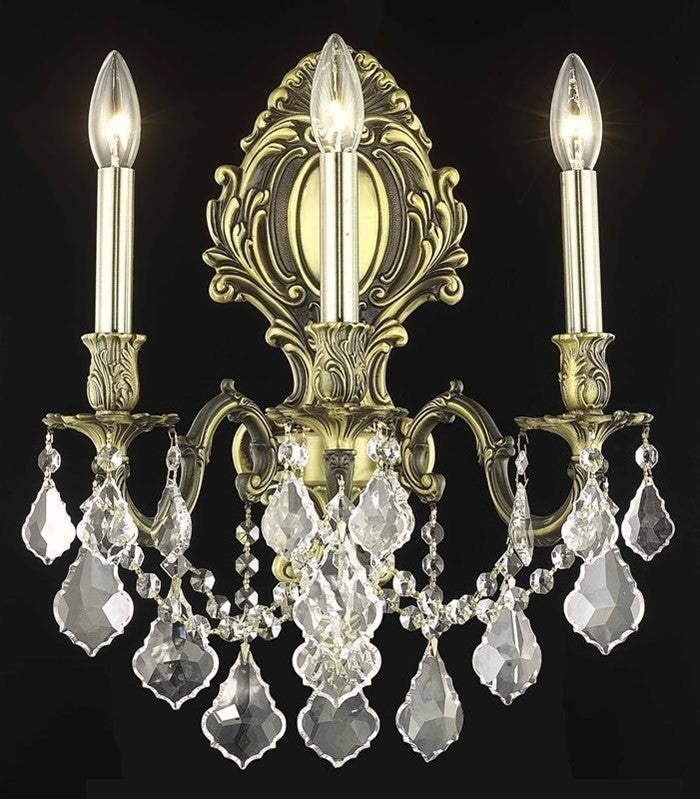 Elegant Monarch Wall Sconce, Antique Bronze Finish With Royal Cut Crystal