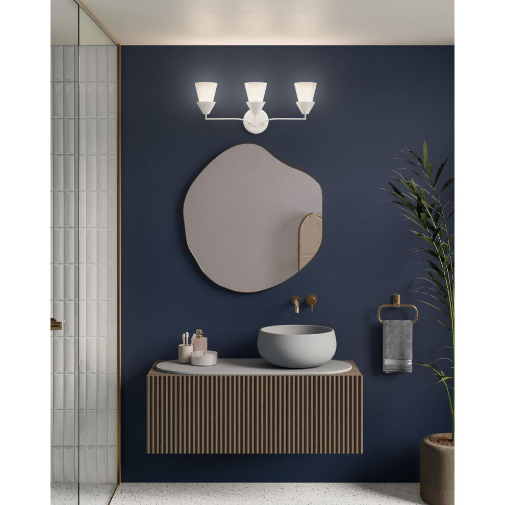 Pinellas Collection Three-Light Contemporary Vanity Light, White Plaster