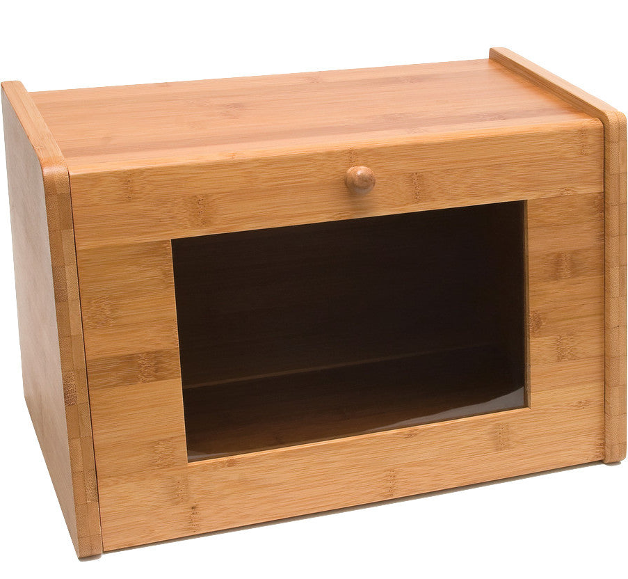 Lipper International Bread Box with Window Door, Bamboo