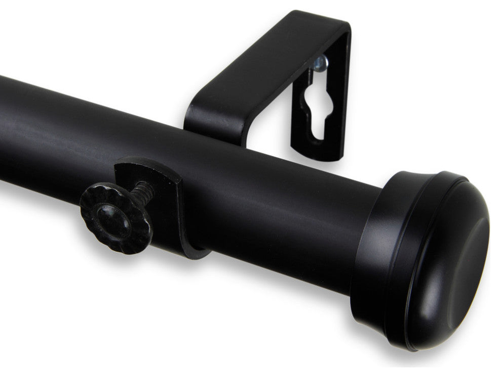 Rosen 1" Curtain Rod 28-48", Black, Black, 28-48"