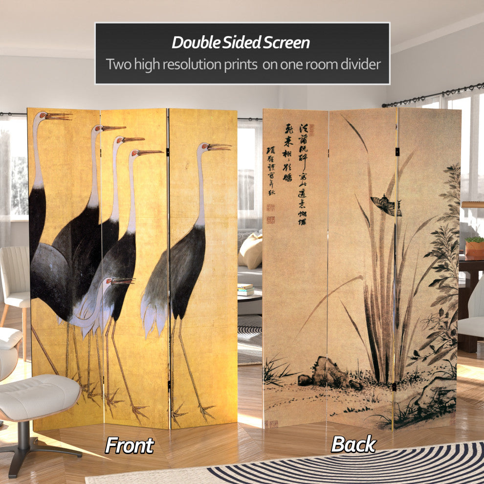 6' Tall Double Sided Cranes Room Divider