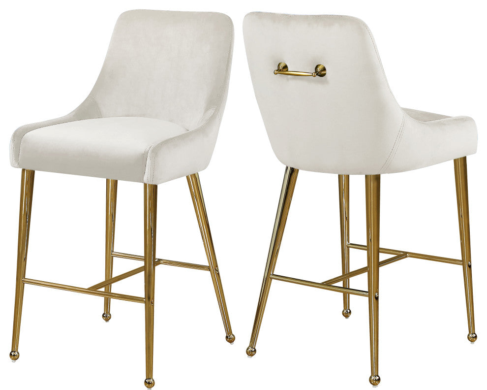 Owen Velvet Upholstered Stool (Set of 2)