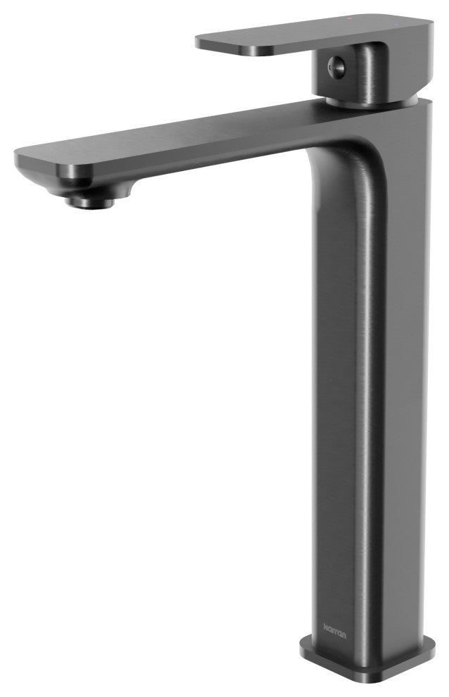 Karran 1-Handle 1-Hole Vessel Faucet With Pop-up Drain, Gunmetal Grey