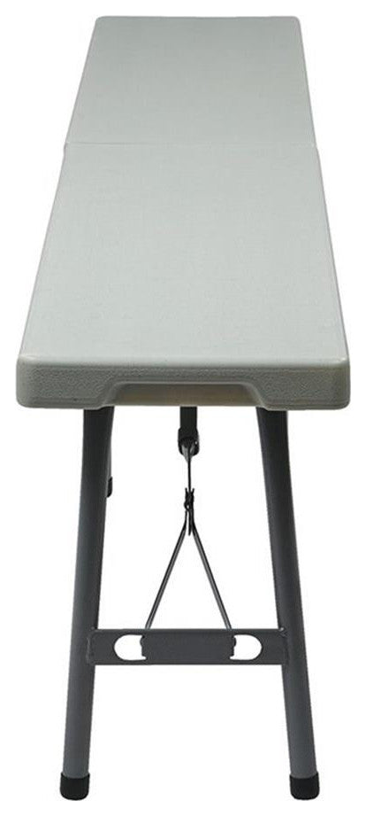 6' Light Gray Resin Fold in Half Bench Powder Coated Tubular Frame