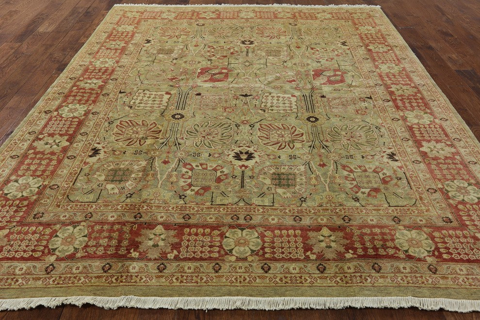 Antique Oushak Style Oriental Peshawar Chobi Hand-Knotted Wool Rug, 8'x10'