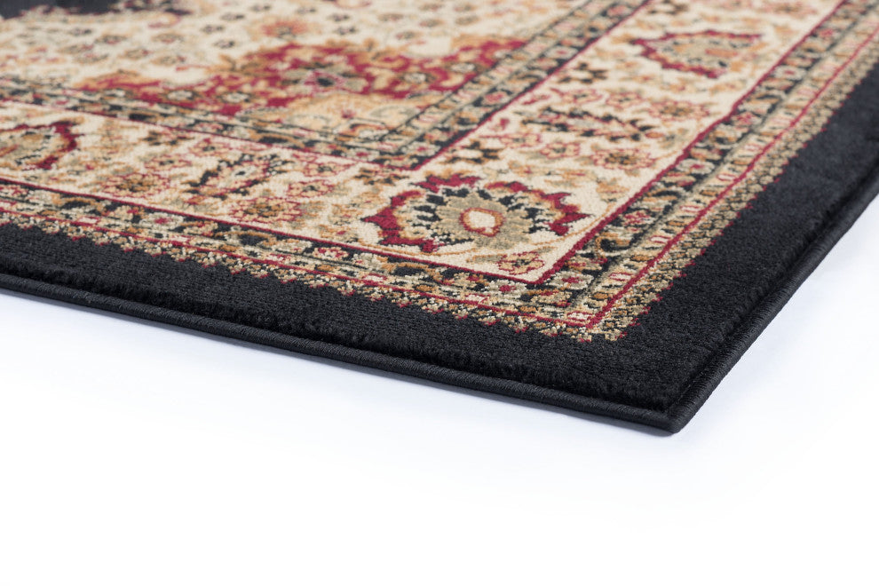 Fiona Traditional Oriental Black Rectangle Area Rug, 5'x7'