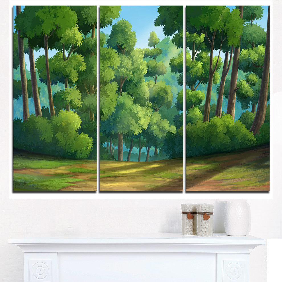 "Green Jungle With Dense Trees" Oversized Metal Wall Art, 3 Panels, 36"x28"