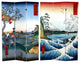 6' Tall Double Sided Hiroshige Room Divider, Sea at Satta/Teahouse