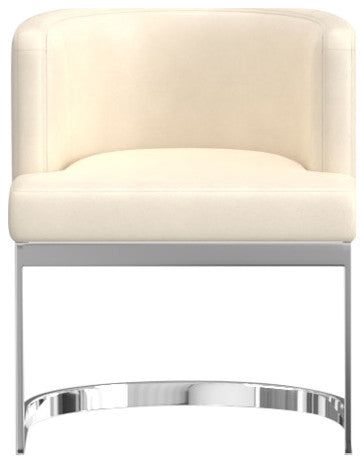 Wingback Dining chair, White, Chrome