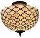 Tiffany Style 2 Light Impearled Semi-Flush Ceiling Lamp, 16" Wide