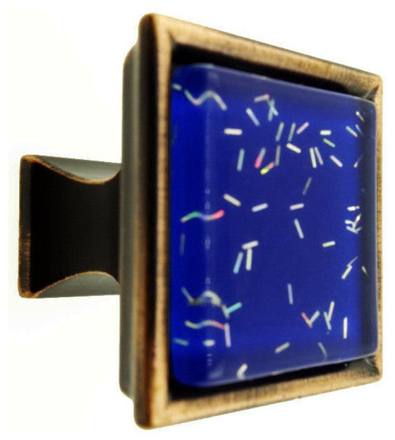 Navy Blue Iridescent Comet Crystal Glass Oil Rubbed Bronze Madison Classic Knob