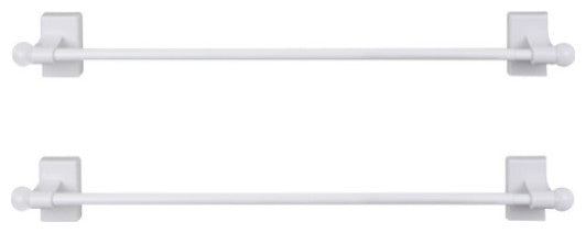 Self-Adhesive Wall Mount Rod 9"-16", Set of 2, White