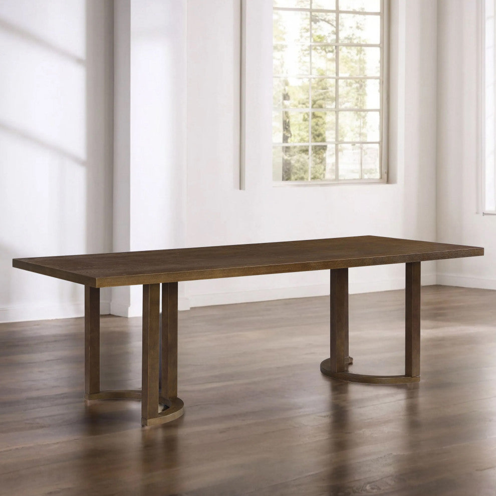 GDF Studio 95" Rubberwood Dining Table With U-Shaped Legs, Walnut