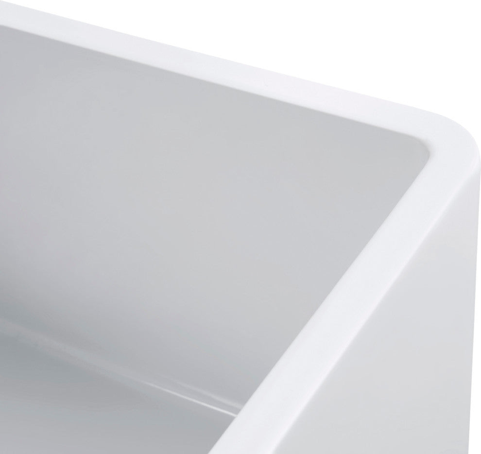 Sutton Place Reversible Farmhouse Single Bowl Kitchen Sink, Grid, Strainer, 27"