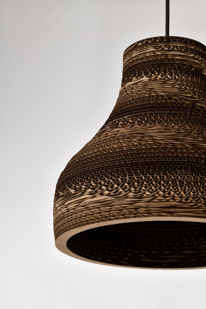 Matte Black Modern Nordic Style Pendant With Natural Brown Origami Paper Shade