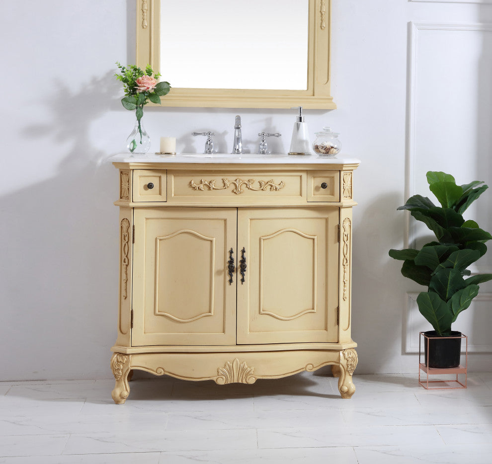 Bathroom Vanity, Light Antique Beige, 36", Single Sink