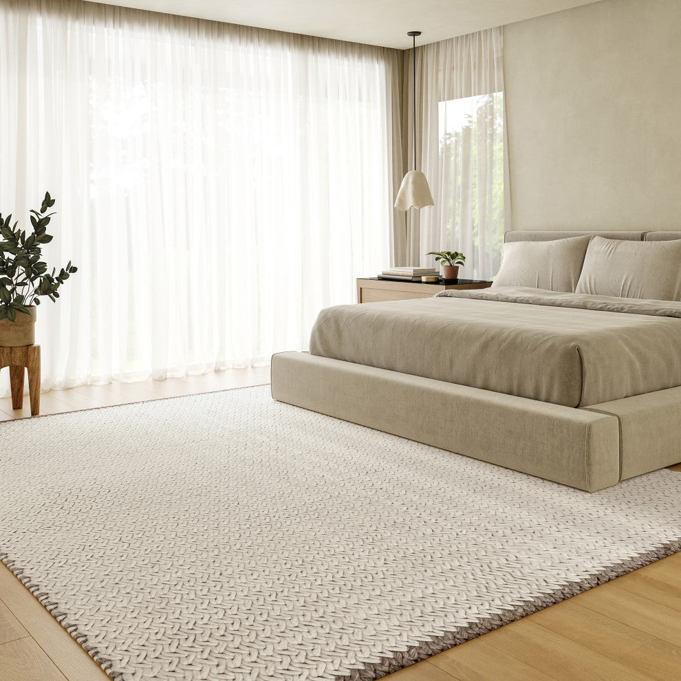 Dune Wool Area Rug, Ivory 6' x 9'