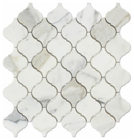 12"x12" Calacatta Gold Italian Calcutta Marble Polished Lantern Arabesque Tile