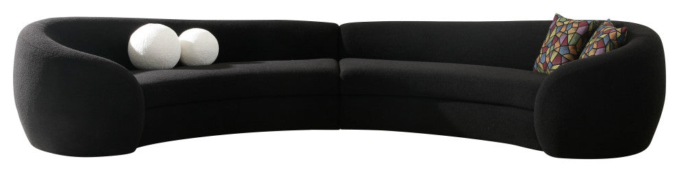 Modrest Kilmer Modern Black Curved Fabric Sectional Sofa