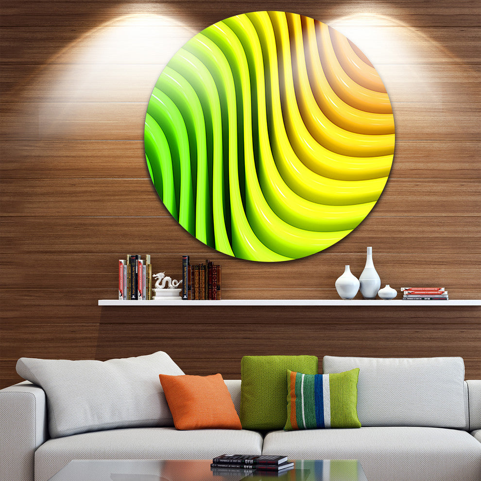 Rainbow Colors Wave, Abstract 3D Digital Art Disc Metal Wall Art, 38"