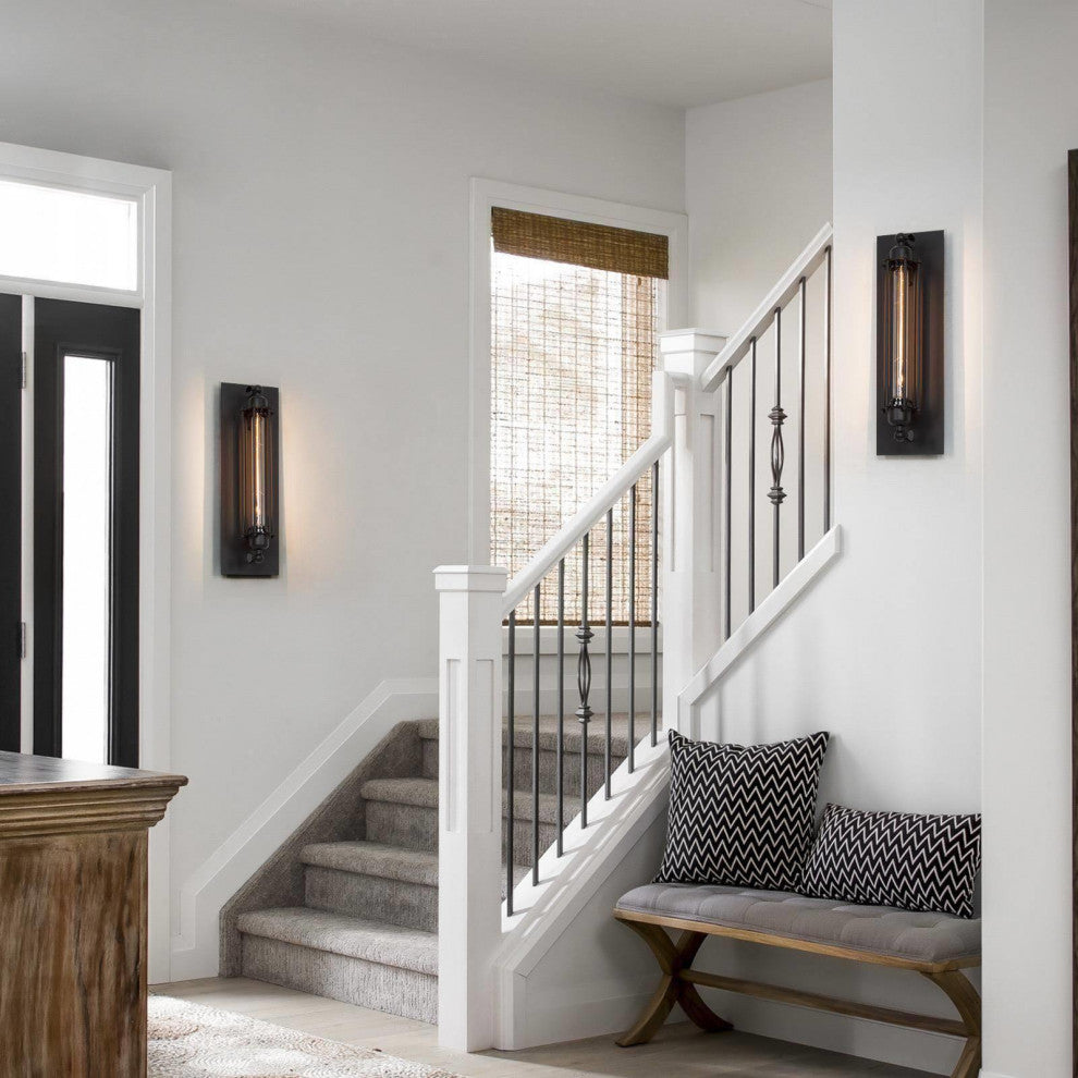 LNC 1-Light Matte Black Modern Thermometer-Like Wall Sconce For Foyer