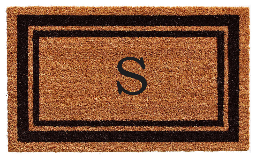 Black Border 18"x30" Monogram Doormat, Letter S