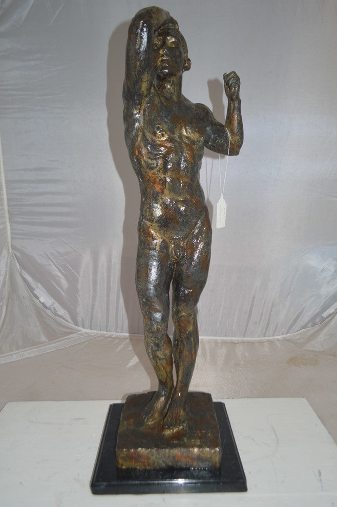 The Bronze Age Male bronze statue by Rodin replica -  Size: 12"L x 12"W x 36"H