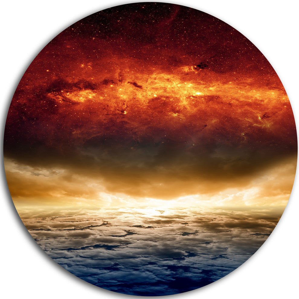 Dramatic Apocalyptic Design, Modern Spacescape Round Wall Art, 38"