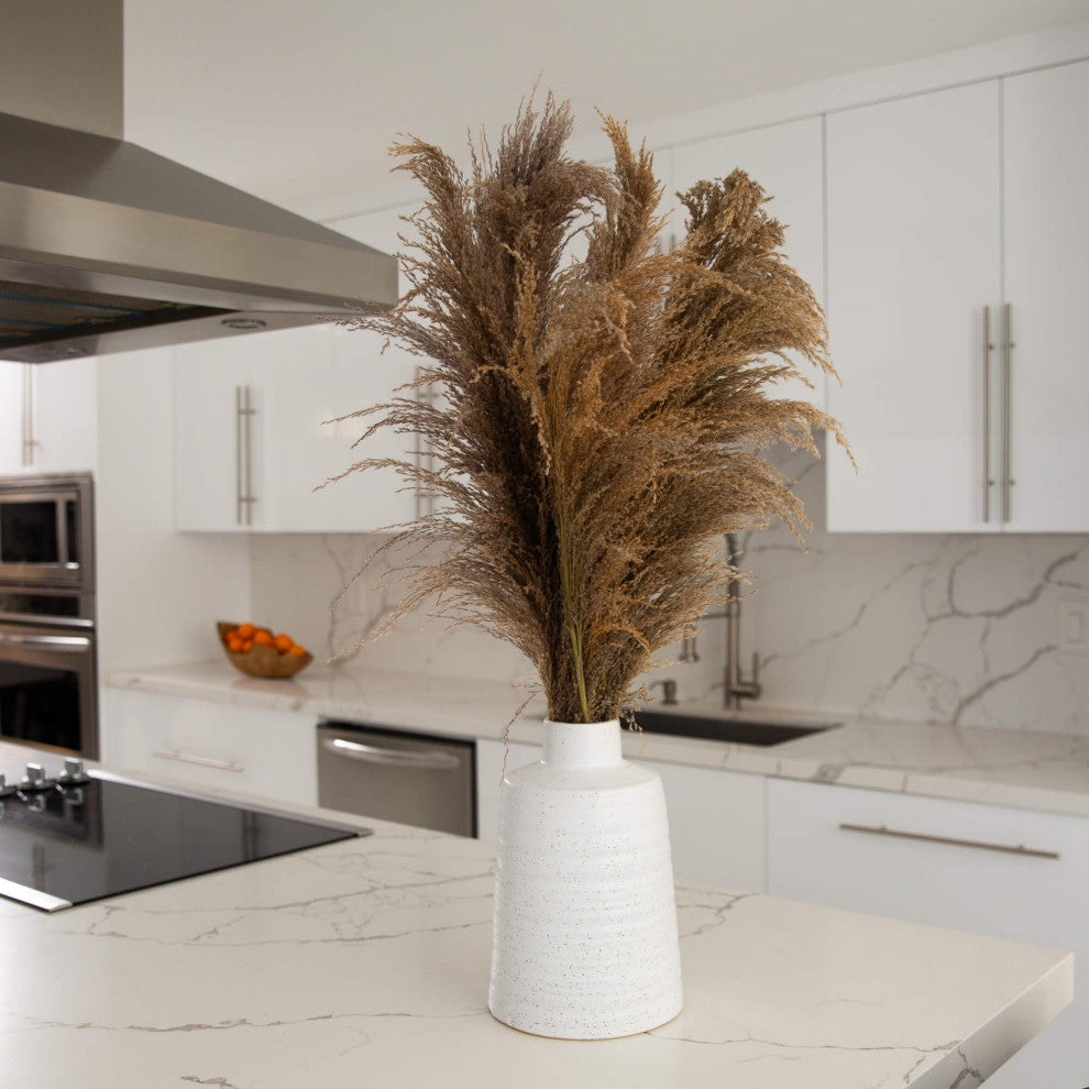 30" Dried Natural Pampas Arrangement, Ceramic Vase