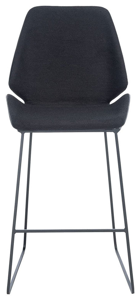 Contemporary Counter Stool, Open Metal Frame With Unique Shaped Seat, Black