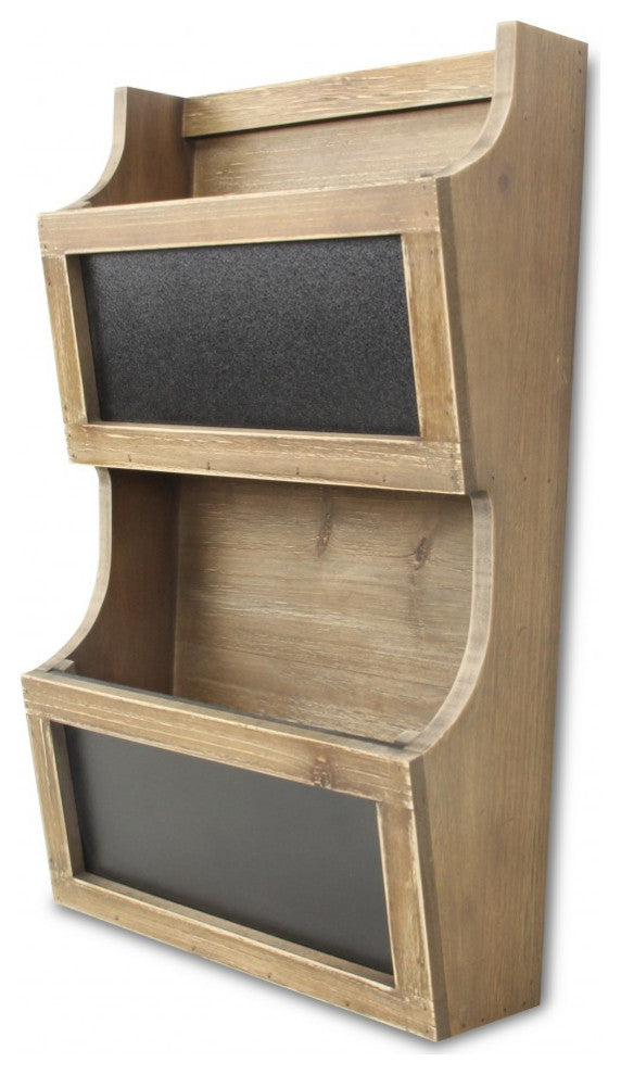 Two Tier Wooden Chalkboard Wall Storage