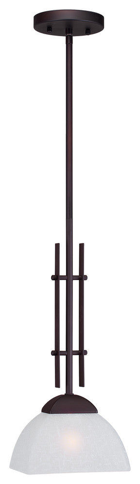 1 Light Mini Pendant, Antique Bronze, White Linen Glass