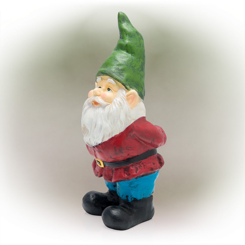 Bearded Garden Gnome Statue with Green Hat